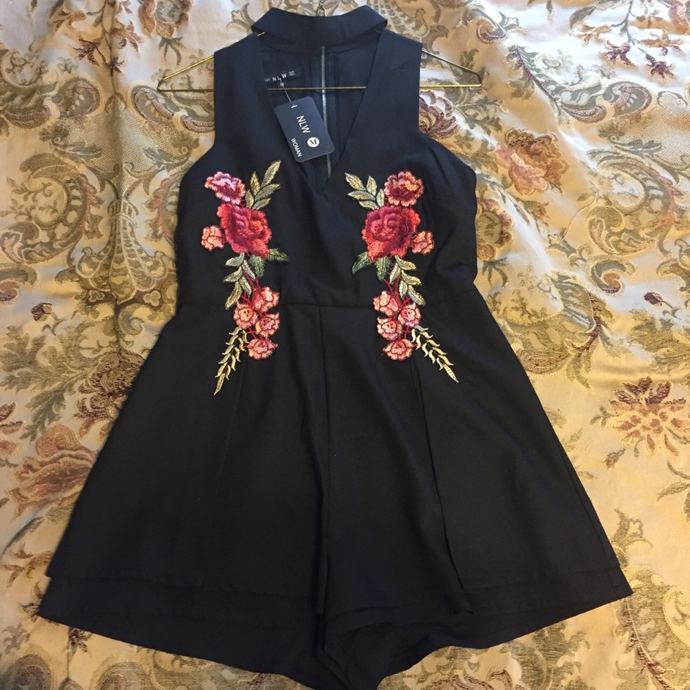 NWT rose appliqué romper